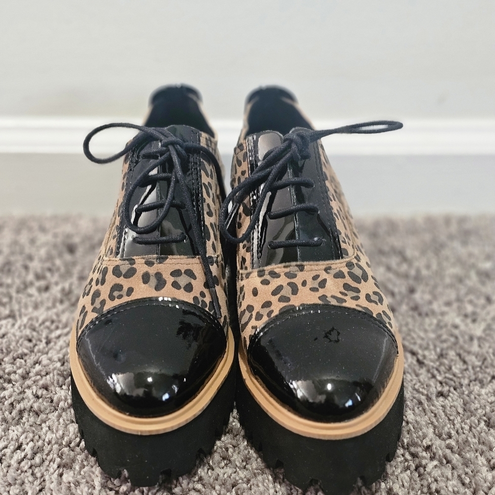 All Black Leopard Platform Shoes Size {37.} US size 7 By Anthropologie